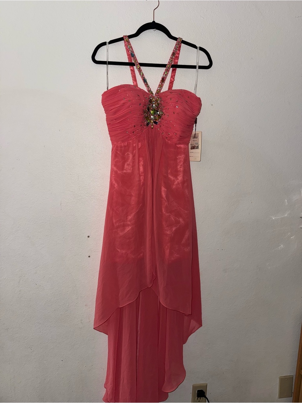 Juliet Coral Satin Party Dress Top - Size S